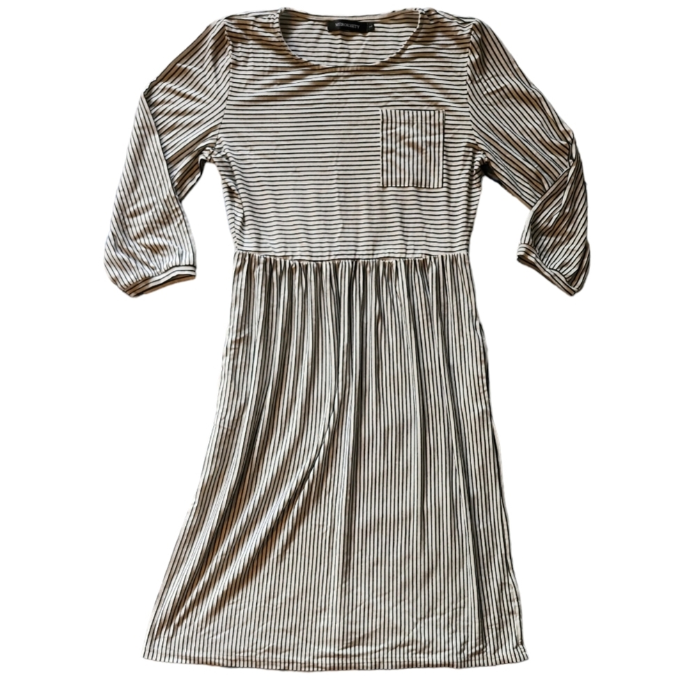 Merokeety Black And White Striped Midi Dress